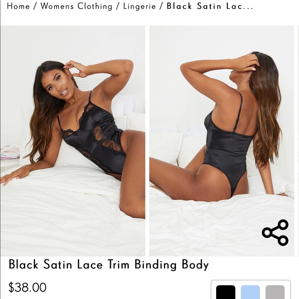 Black Satin Lace Trim Binding Body